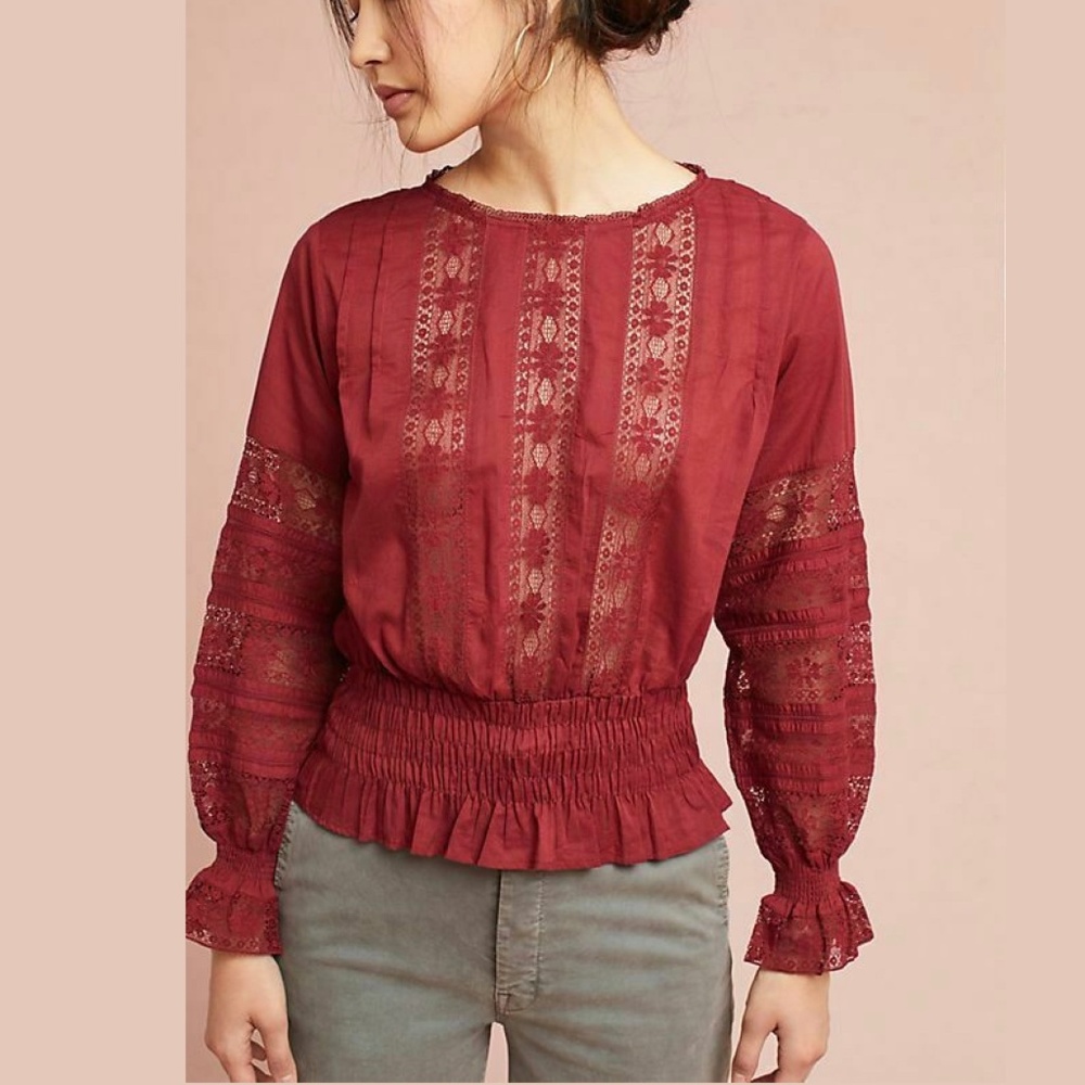 Anthropologie | Antik Batik Wine Romies Blouse Top